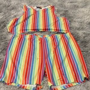 SHEIN Multicolor Striped Women's Shorts Set